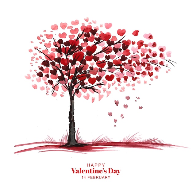 Beautiful heart shape tree valentines day card design