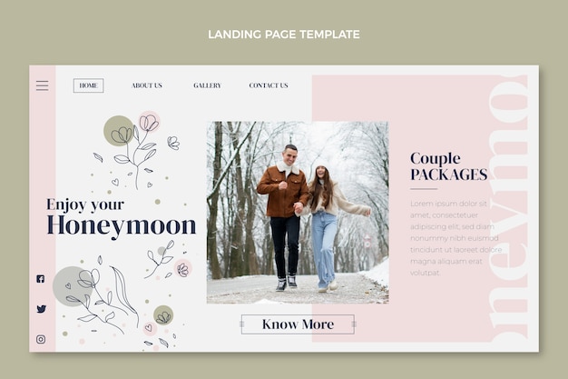 Free Vector beautiful honeymoon landing page