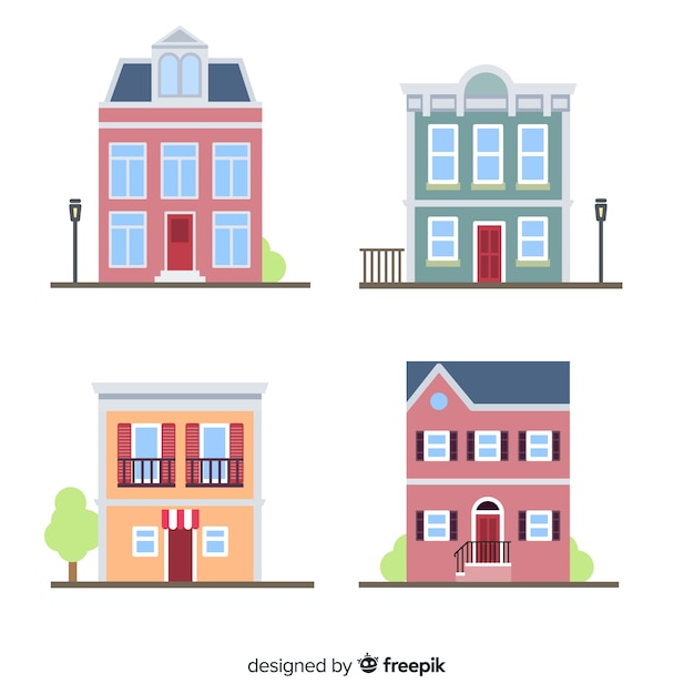 Free Vector beautiful houses set 