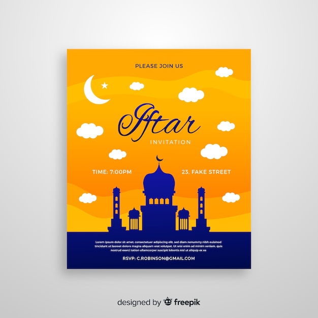 Free Vector beautiful iftar invitation template