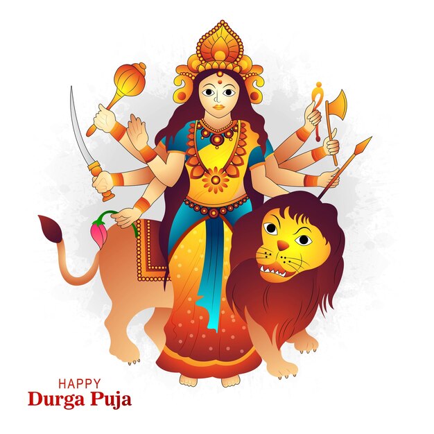 Beautiful illustration durga puja festival card background