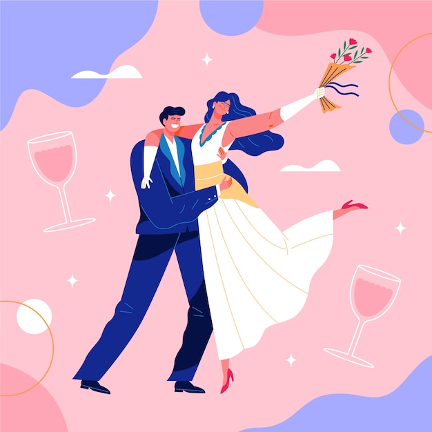 Free Vector beautiful illustration of wedding couple