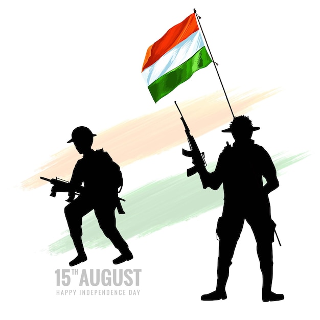 Free vector beautiful india 15th august independence day for indian army card design