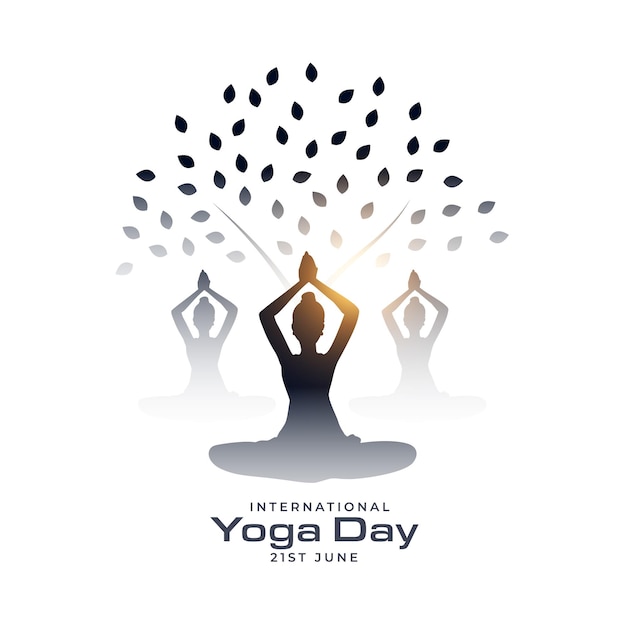 Beautiful international yoga day background with artistic tree design