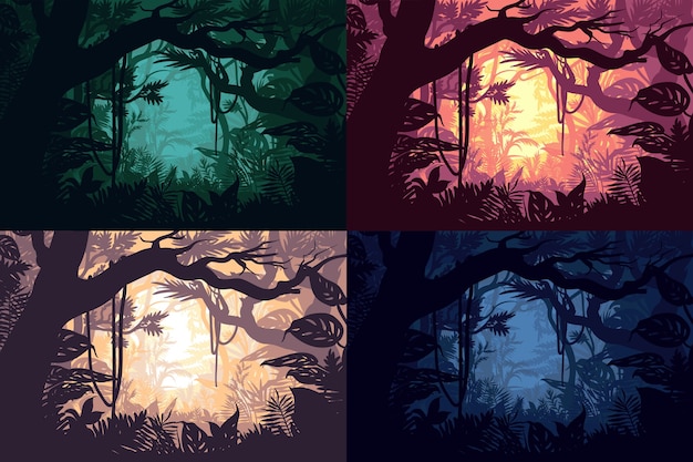 Beautiful jungle landscapes set