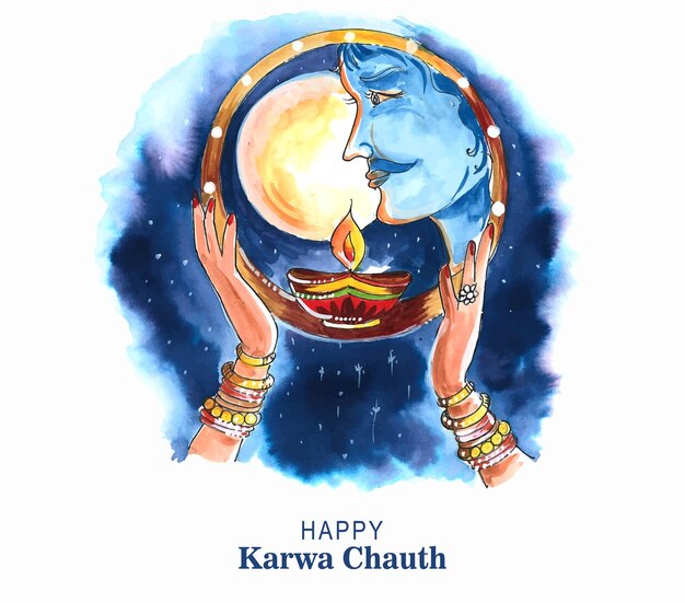 Beautiful Karwa chauth celebration festival card background