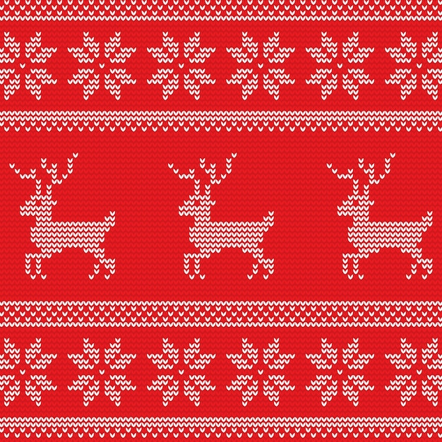 Free Vector beautiful knitted christmas pattern