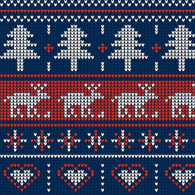 Free Vector beautiful knitted christmas pattern