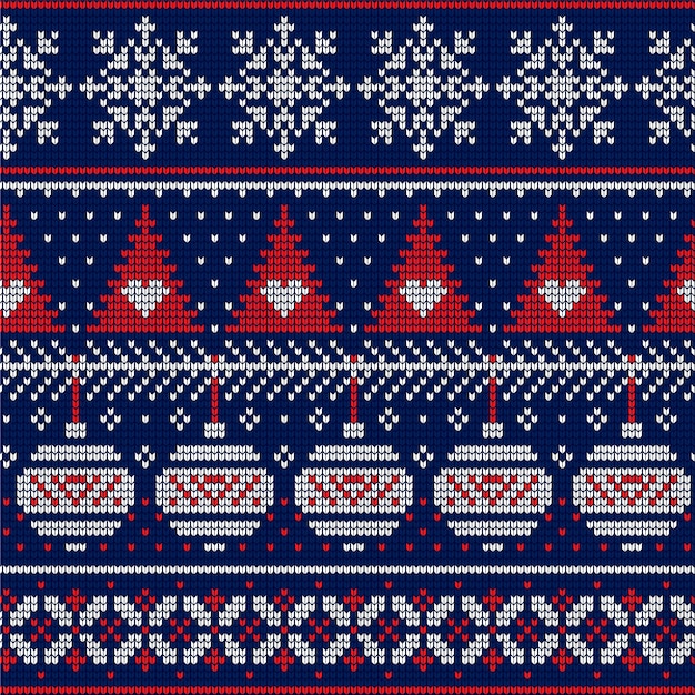 Free Vector beautiful knitted christmas pattern