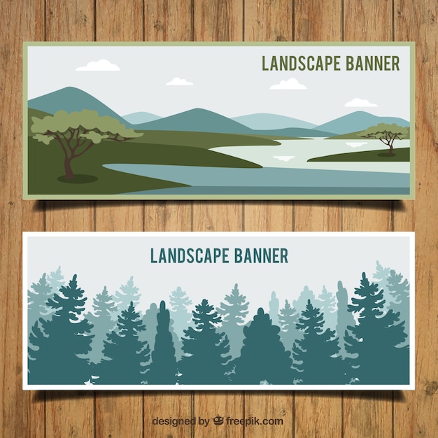 Free Vector beautiful landscapes banners