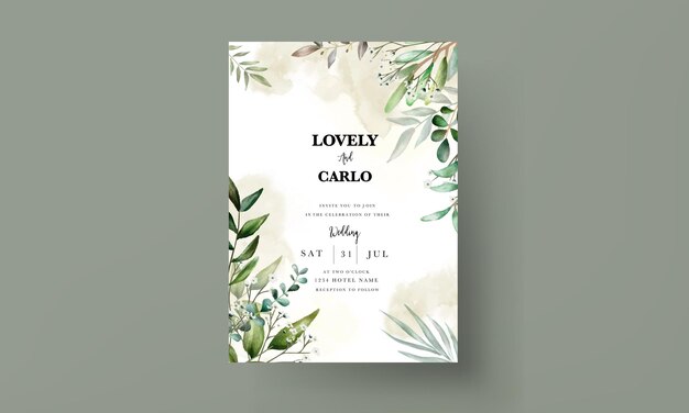 Beautiful leaves wedding invitation card template