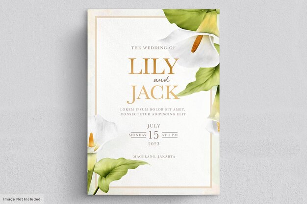 beautiful lily flowers wedding card