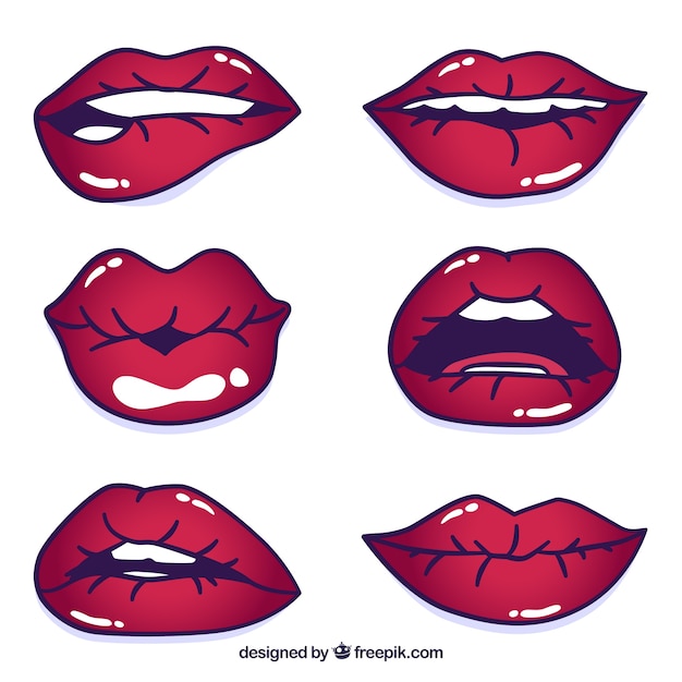 Free Vector beautiful lips set 