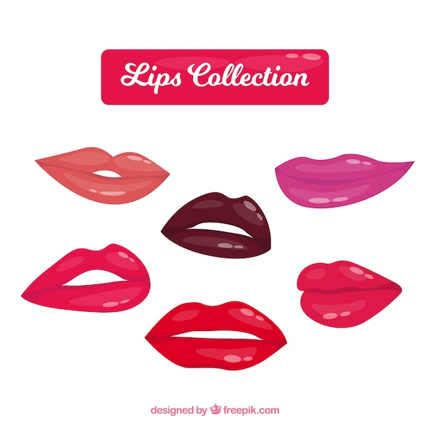 Free Vector beautiful lips set 