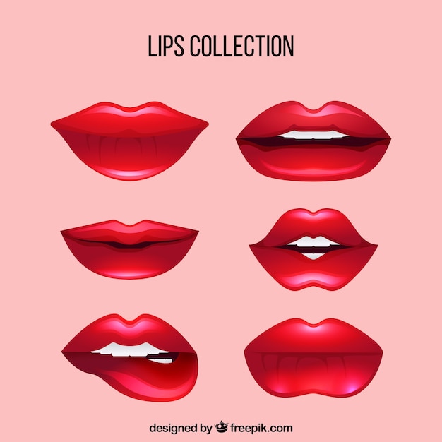 Free Vector beautiful lips set 