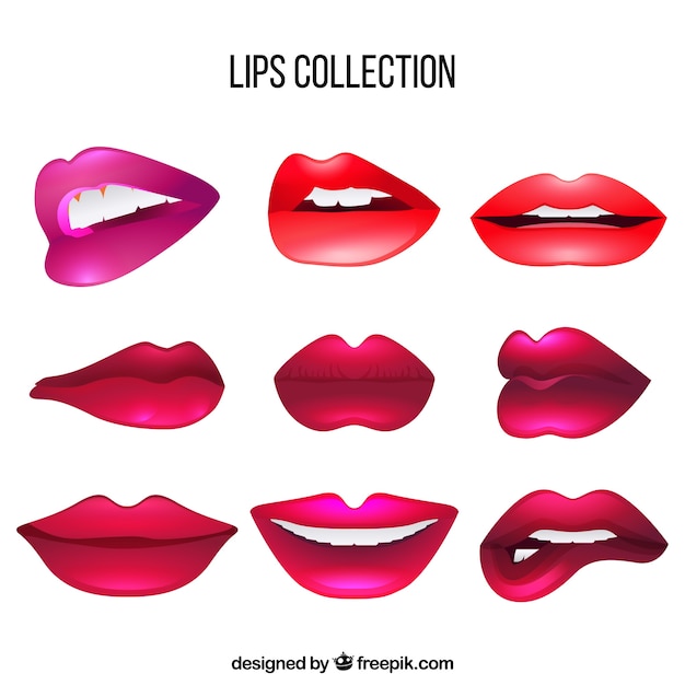 Free Vector beautiful lips set 