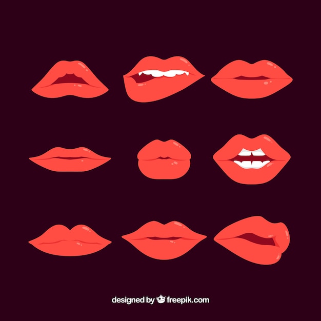 Free Vector beautiful lips set 