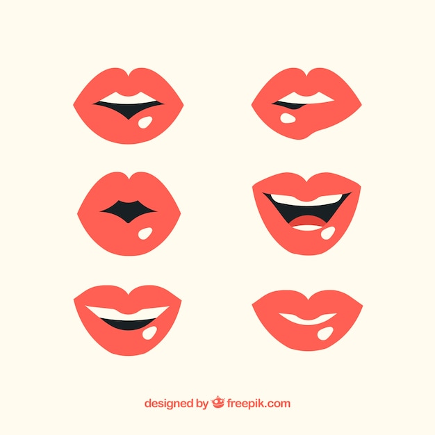 Free Vector beautiful lips set 