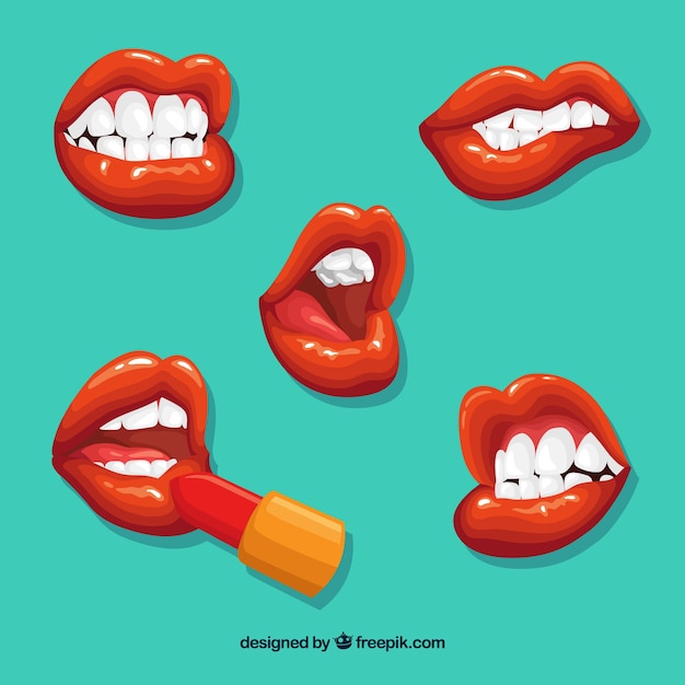 Free Vector beautiful lips set 