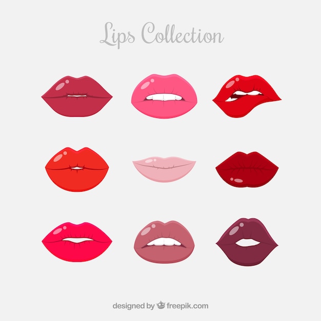 Free Vector beautiful lips set 