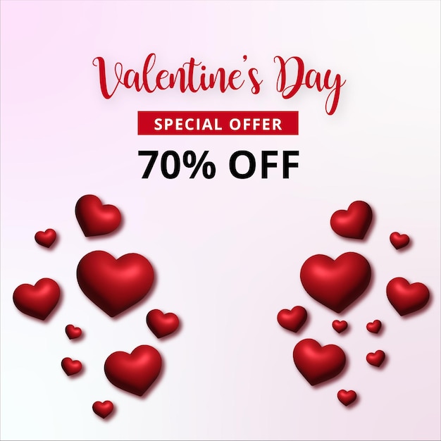 Beautiful Love Valentines Day Banner Background Multipurpose 3D Heart Effect