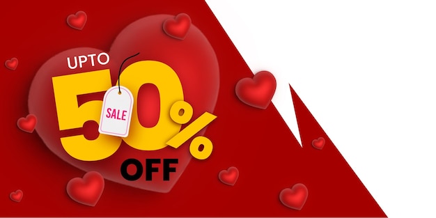 Free Vector beautiful love valentines day super sale banner background multipurpose 3d heart effect free vector