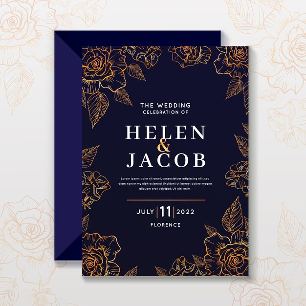 Beautiful luxury wedding invitation