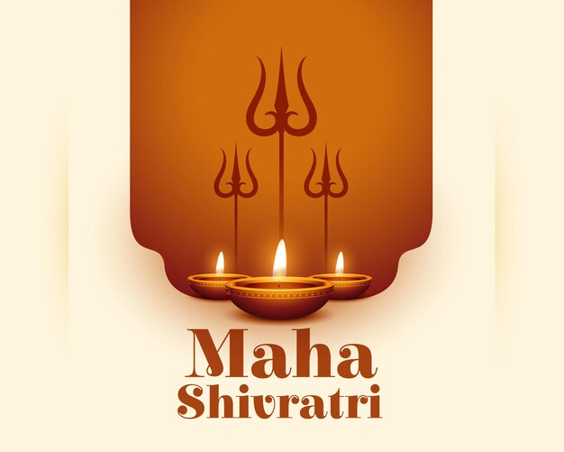 beautiful maha shivratri greeting background with glowing diya