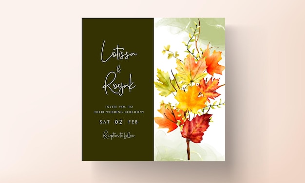 beautiful maple leaves wedding invitation template