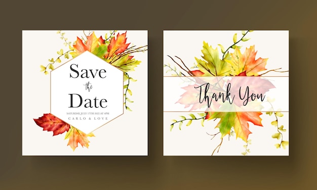 beautiful maple leaves wedding invitation template