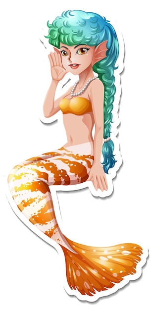 Free Vector beautiful mermaid cartoon character sticker