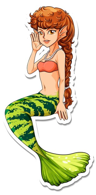 Beautiful mermaid cartoon character sticker