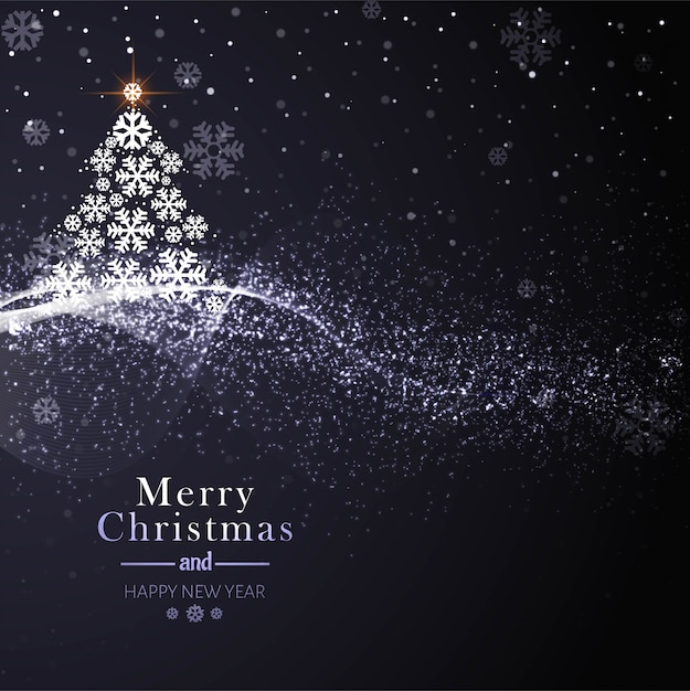 Free Vector beautiful merry christmas card with tree background