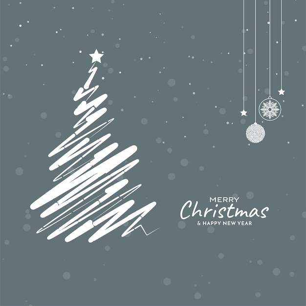 Free Vector beautiful merry christmas festival card with christmas tree design