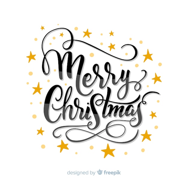 Free Vector beautiful merry christmas lettering