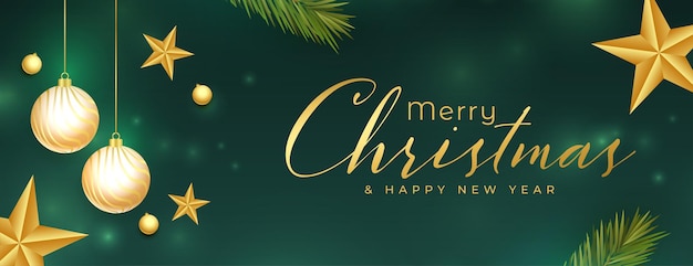 Beautiful merry christmas premium web banner design