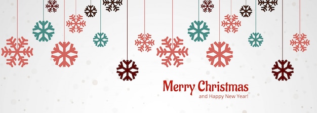 Beautiful merry christmas snowflake banner design vector