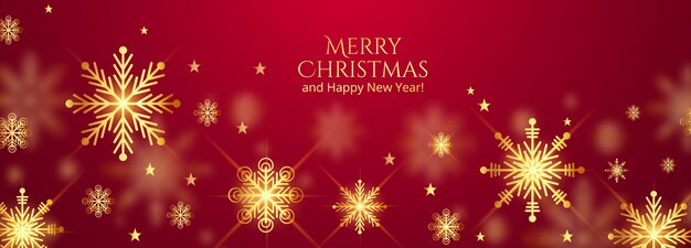 Beautiful merry christmas snowflakes on red banner design