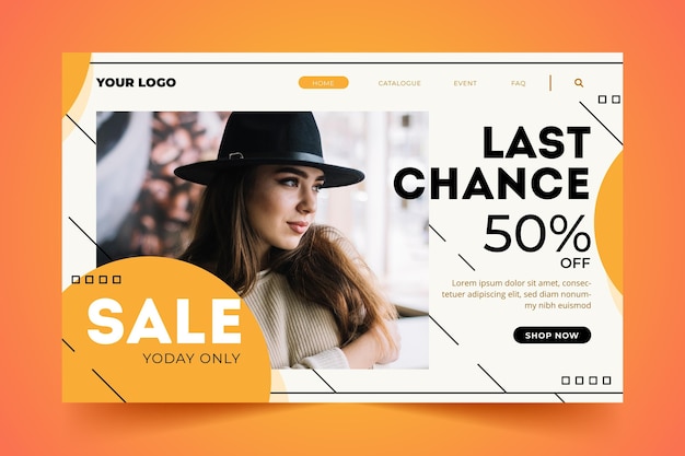 Beautiful model sale fashion landing page