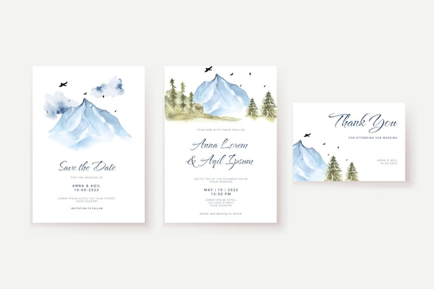 Beautiful Mountain Forest Scenery Wedding Invitation