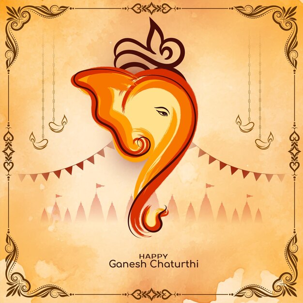 Beautiful mythological Happy Ganesh Chaturthi festival greeting background vector