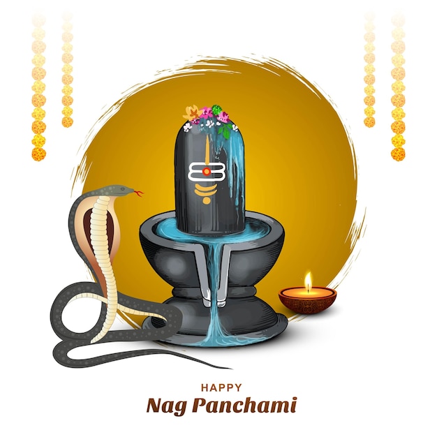 Free Vector beautiful naag panchami festival background with shiv ling card design