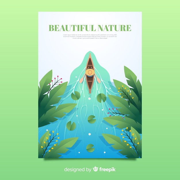 Free Vector beautiful nature and travel poster template