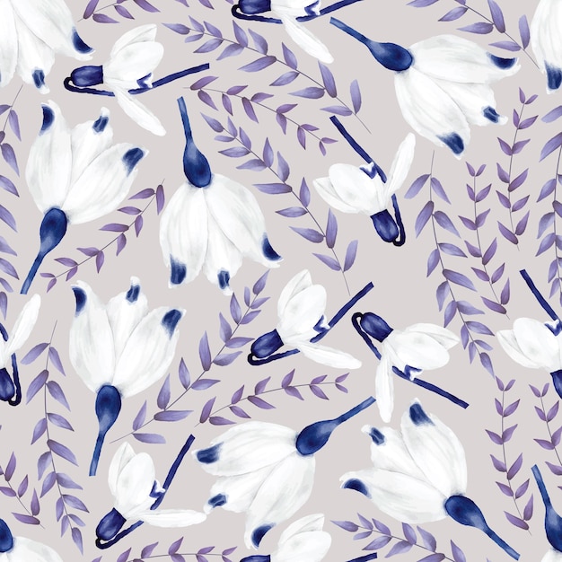 Free vector beautiful navy floral seamless pattern