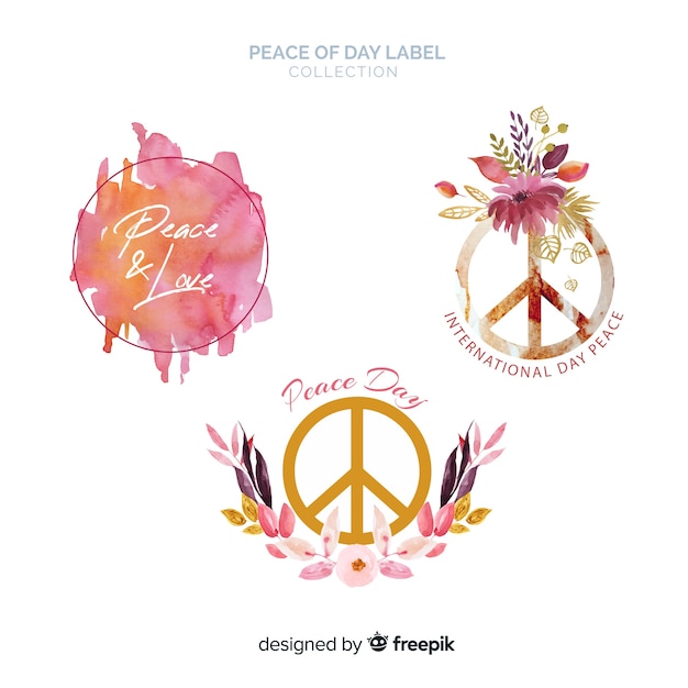 Free Vector beautiful peace day labels