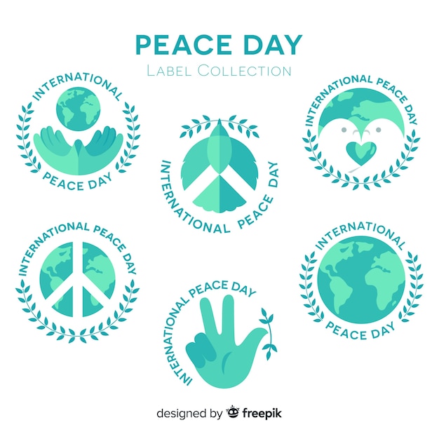 Free Vector beautiful peace day labels