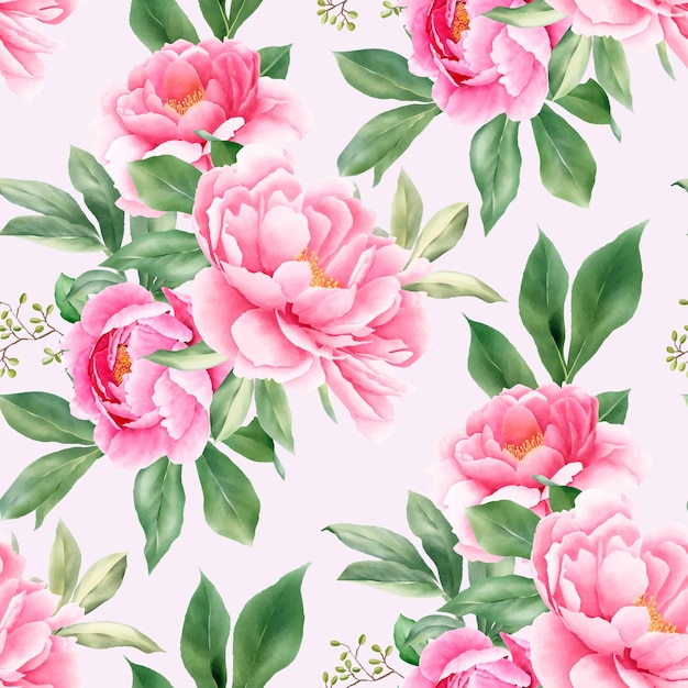 beautiful peony and roses seamless pattern