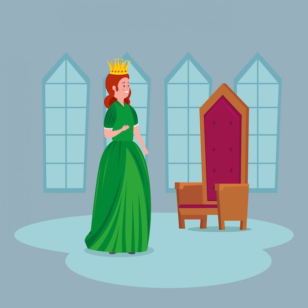 Free Vector beautiful princess with chair in castle