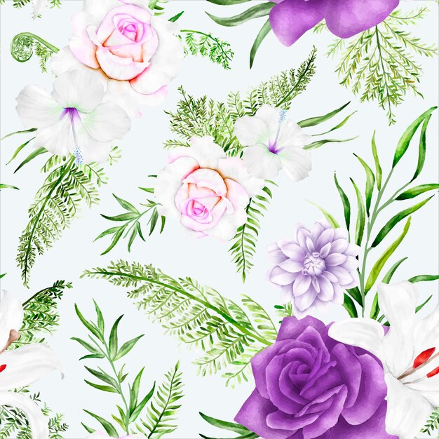 beautiful purple floral seamless pattern