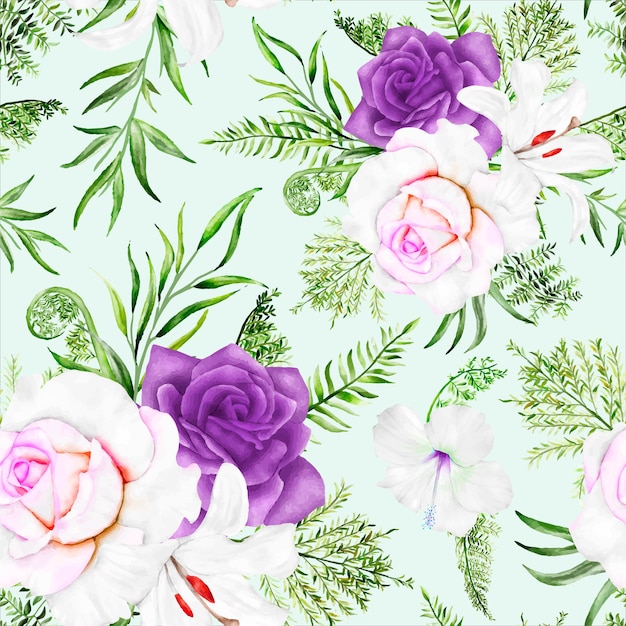 beautiful purple floral seamless pattern